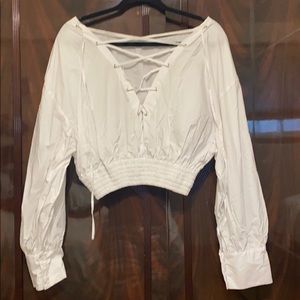 Zara open back poplin blouse